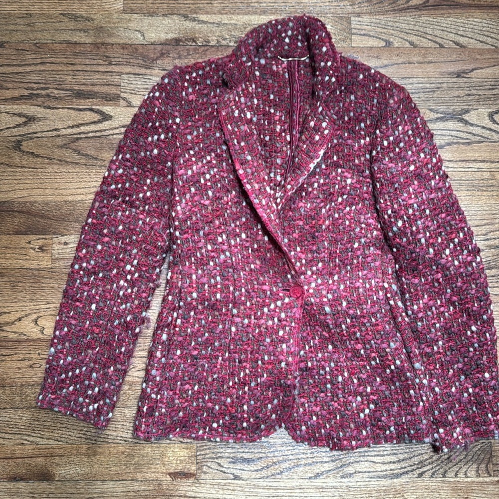 Les copains tweed one button blazer with pockets size 42